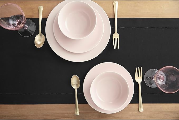 Solino Home Cotton Linen Black Table Runner 72 Inches Long - Hemstitch Table Runner 14 x 72 Inch for Dresser, Dining, Fall, Autumn, Halloween, Thanksgiving, Holiday