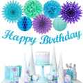 Banners Winter Wonderland Party Kit, Paper Decor in Blue, Purple and Teal