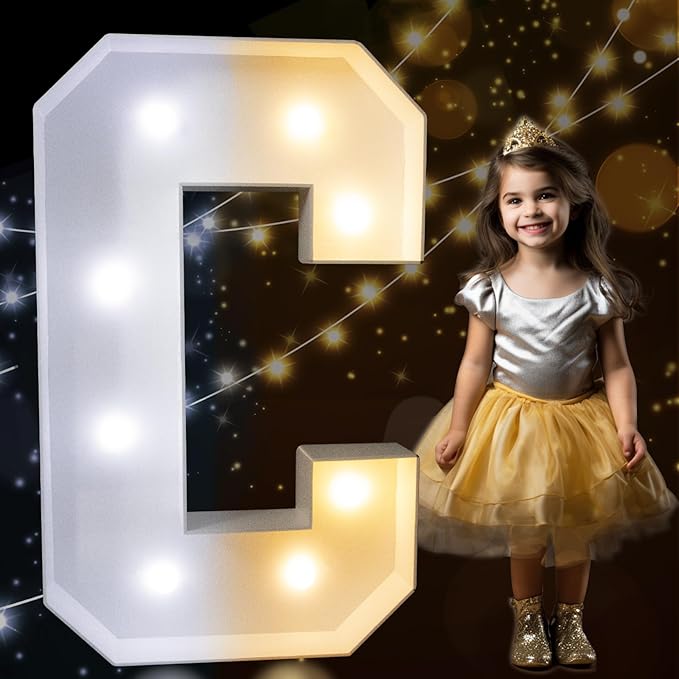 Marquee Light Up Letter Decor, 3 Ft Tall Foam Board Frame