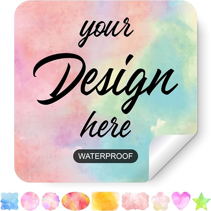 Custom Stickers - Personalized Labels with Any Design Image Logo Text, Business Logo, Thank You Labels, 100 Square Vinyl Stickers (2"x2")