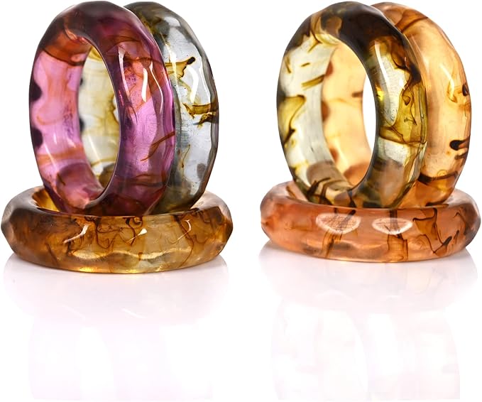 Napkin Rings Set of 12, Spring Multicolor Epoxy Resin Holders