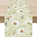 Daisy Floral Table Runner, Farmhouse Abstract Spring Seasonal Summer Blue White Flower Rustic Table Center Decor for Home Kitchen Dining Patio Holiday Party Indoor Table Decorations, 13"x36" Inch