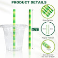 Paper Straws, 250 Count Green Bamboo Disposable, 5.75 Inch Giant