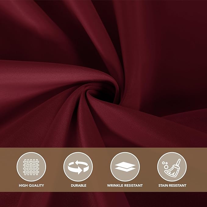 sancua Square Tablecloths 85x85 Inch Burgundy, 2 Pack - Fabric Table Cloth for Square or Round Tables, Washable Polyester Table Cover for Christmas Dinner, Holiday Party, Decorative Display Tables
