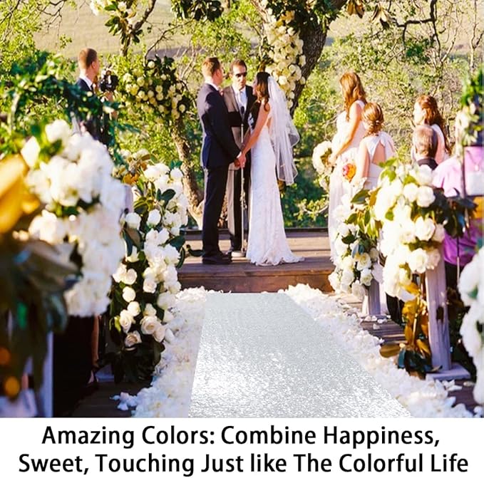 Aisle Runner, 4 ft x 20 ft Sequin Wedding Ceremony Runner