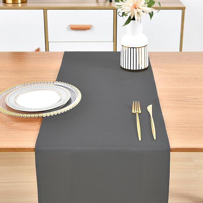 Farmhouse Grey Table Runner Dining Table Runners 48 Inches Long Coffee Table Runner for Dresser Living Room Bedroom Holiday Party Banquet 12X48 Inch