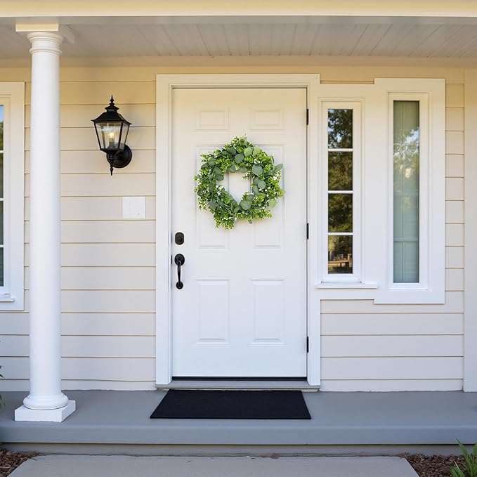 MAKHOT Artificial Porch Decor Greenery Wreath, Eucalyptus Leaf Wreath, Suitable for Indoor and Outdoor use on Home Decor and Farmhouse-Style Front Doors, Suitable for Spring, Summer, Fall, and Winter