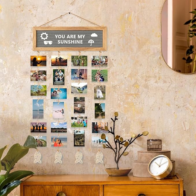 Collage Picture Frames for Wall, Birthday Gifts for Mom Women Teenage Girls, Polaroid Picture Display Felt Letter Board with 270 Letters and 30 Clips, Unique DIY Mothers Day Gifts