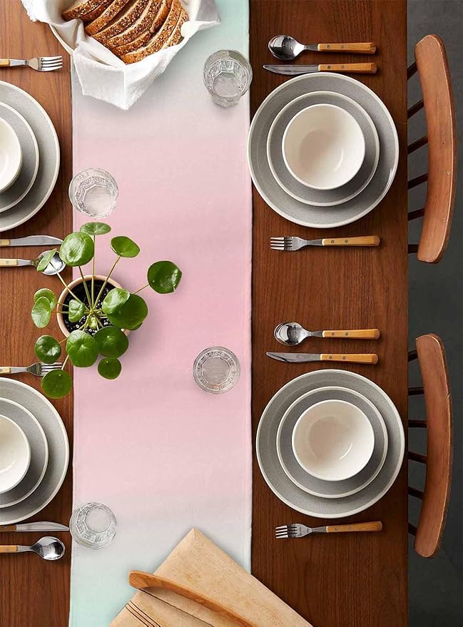 Tropical Flamingo Cotton Linen Table Runner for Dining Kitchen, Wedding Outdoor Party Tablerunners Decoration, Pink Bird Coastal Nautical Animal Dresser Scarf Coffee Tablecloth Runners 13x48 Inches