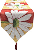 Tache Floral Colorful Yellow Red White Decorative Spring Daisy Flower Loves Me Not Woven Tapestry Long Kitchen Dining Table Runner 13x90
