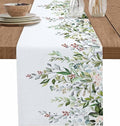 Botanical Eucalyptus Cotton Linen Table Runner for Dining Kitchen, Wedding Outdoor Party Tablerunners Decoration, Sage Green Leaves Elegant Floral Dresser Scarf Coffee Tablecloth Runners 13x120 Inches