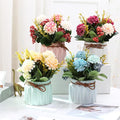 Fake Flowers in Vase for Centerpieces: 5.9 Inch Small Artificial, 4 PCS