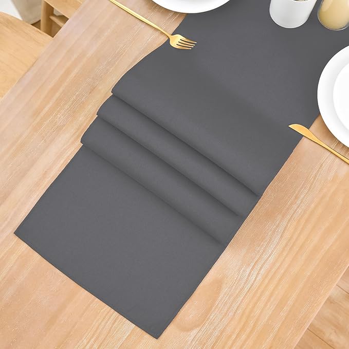 2 Pack Grey Small Short Table Runner 12 x 48 Inch Solid Color Runners Coffee Table Dresser for Daily Party Home Decoration