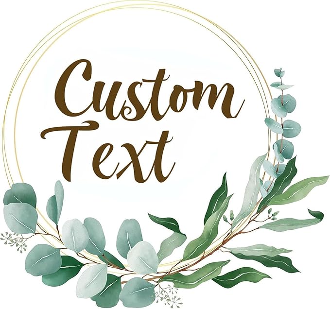 Custom Stickers for Weddings, Birthdays & Businesses - Personalized Labels with Your Logo - Waterproof, Fade and Heat Resistant - Pack of 100-1000 (Wreath B, 3 Inch)