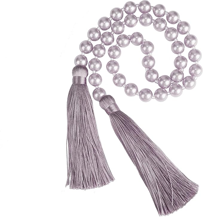 Tassel Garland 34 Inch Purple Glass Bead, 2 Pack Boho Party Decor