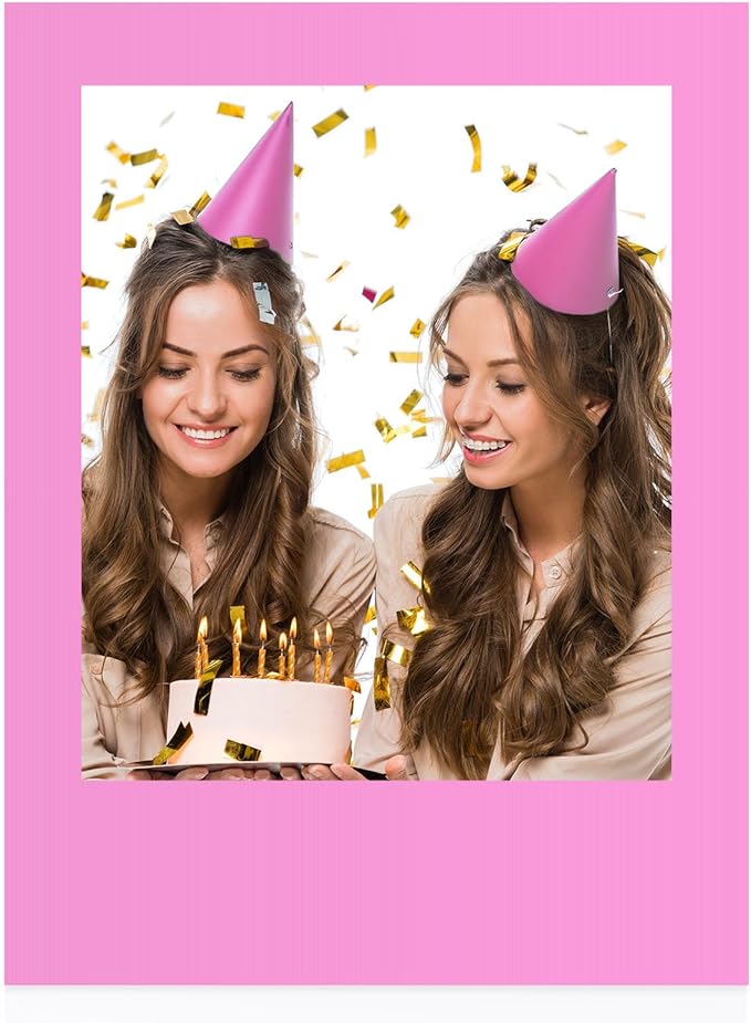 32 x 24 Inch Large Blank DIY Photo Booth Props Picture Frame Party Frame DIY Photo Booth Props Selfie for Birthday, Graduation, Christmas Holiday Party(Pink,Vertical)