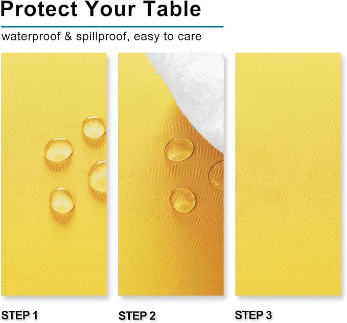 Hiasan Yellow Square Tablecloth - Spillproof and Waterproof Washable Table Cloth for Dining Room Kitchen Camping, 54 x 54 Inch