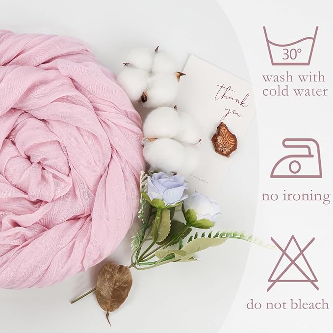 6 Pack Pink Table Runner 10ft Boho Gauze Fabric Cheesecloth Table Runner 35 x 120 Inch Rustic Sheer Runner for Romantic Wedding Centerpiece Decor Baby Shower Party Table Decoration