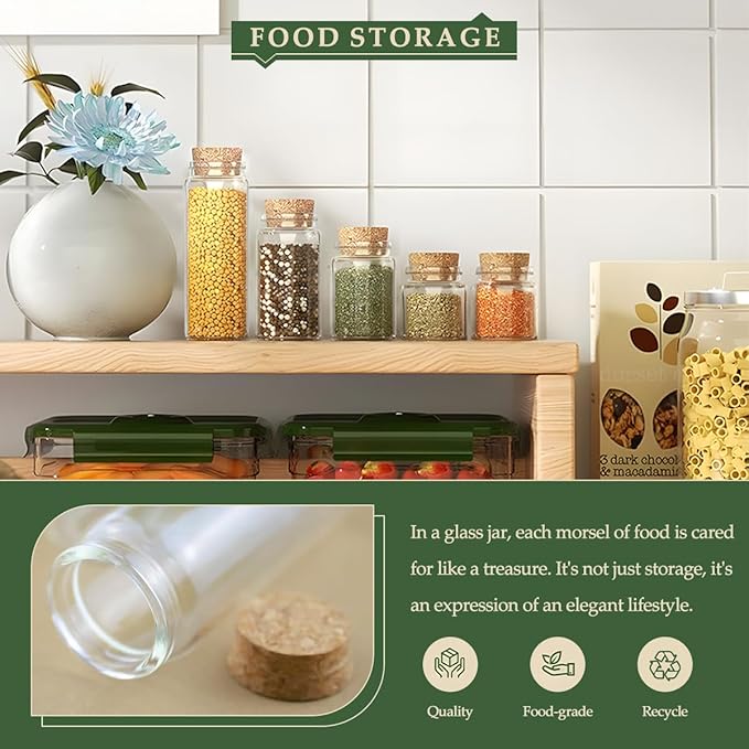 JIUYUE 40 pcs 20 ml Glass Bottle with Cork,Small Craft Jars(0.67 oz-1.45x1.57 inch)