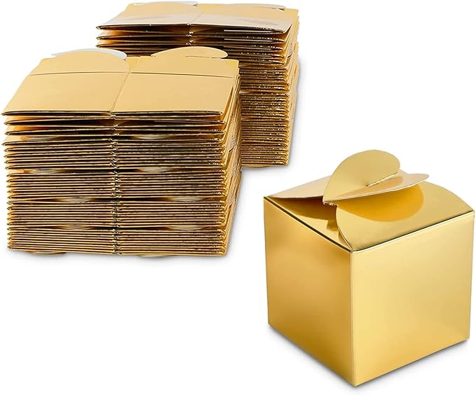 Party Favor Boxes, Gold Polka Dot, 2.5-Inch, 100 Count