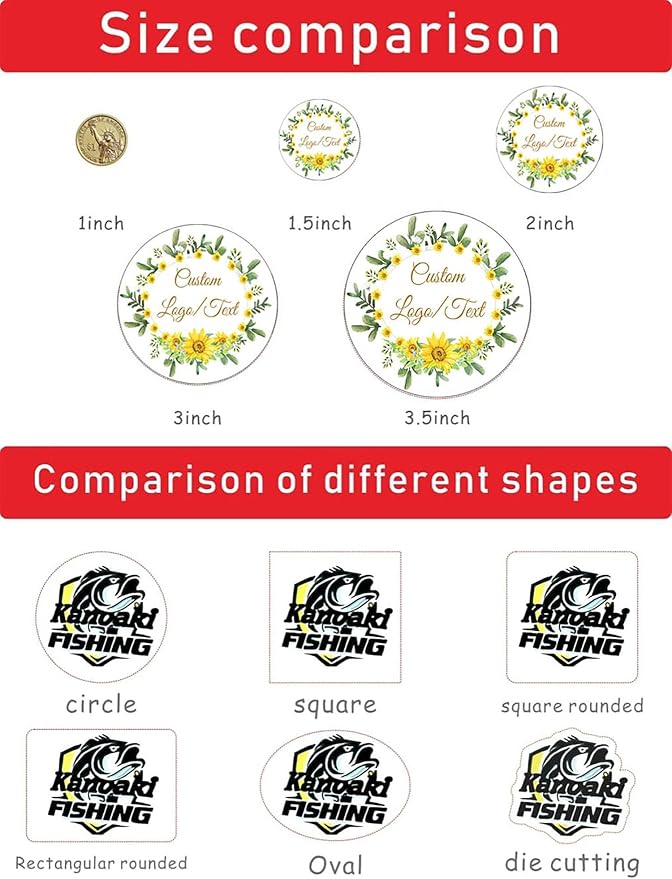 Custom Stickers for Weddings, Birthdays & Businesses - Personalized Labels with Your Logo - Waterproof, Fade and Heat Resistant - Pack of 100-1000 (Wreath O, 2 Inch)
