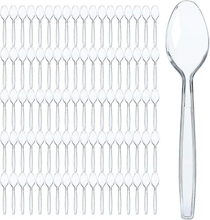 Disposable Plastic Spoons, 500 Count, 6 Inch Clear