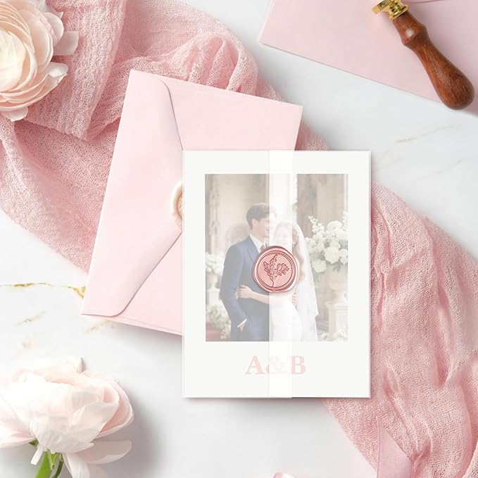 120 Pack Pre-Folded Vellum Jackets for 6x6 Invitations, Translucent Vellum Paper 6x6 Jackets, 100GSM Wedding Invitations Wraps, Envelope Liners for Birthdays, Baby Showers