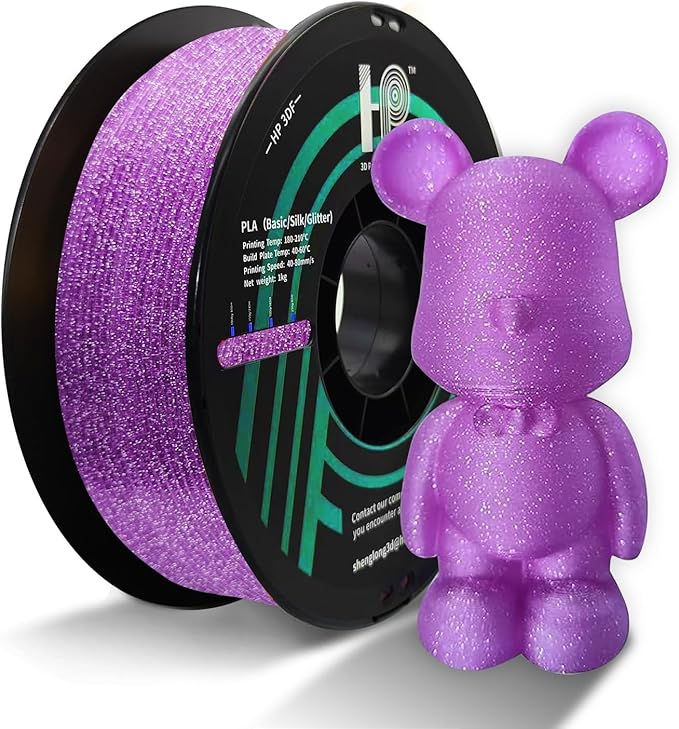 Glitter Purple PLA 3D Printing Filament, 1.75mm, 1 kg Spool
