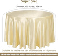 Round Satin Tablecloths Champagne Overlay Round Satin Table, 120 Inches