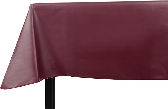 Vinyl Tablecloth, Burgundy Rectangle 52 x 90 Inch, 6.0 Gauge