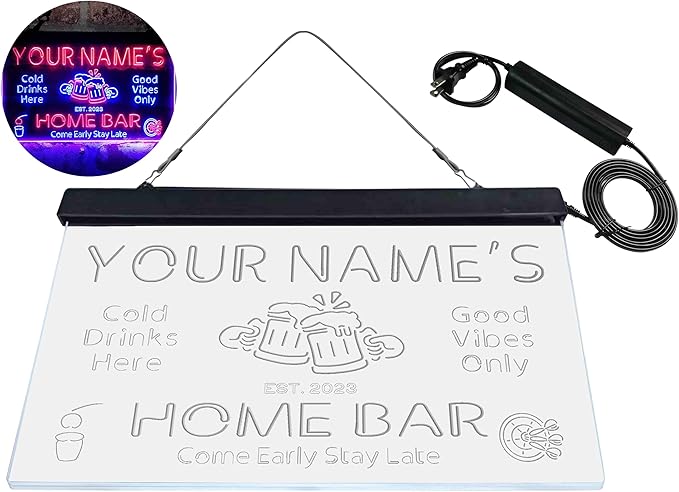 ADVPRO Personalized Your Name Custom Home Bar Beer Established Year Dual Color LED Neon Sign Blue & Red 24 x 16 Inches st6s64-p1-tm-br