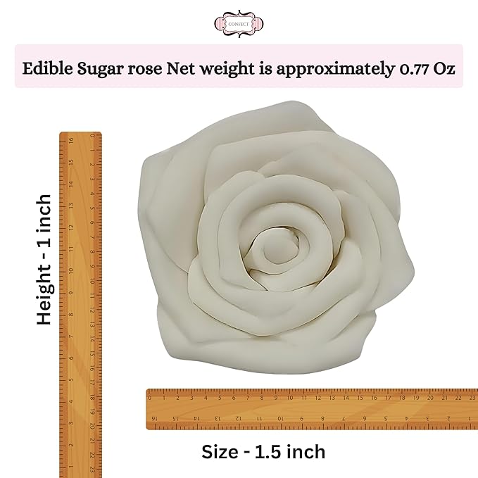 Edible Cake Toppers – 12 Sugar Roses, 1.5 Inch, Multiple Colors