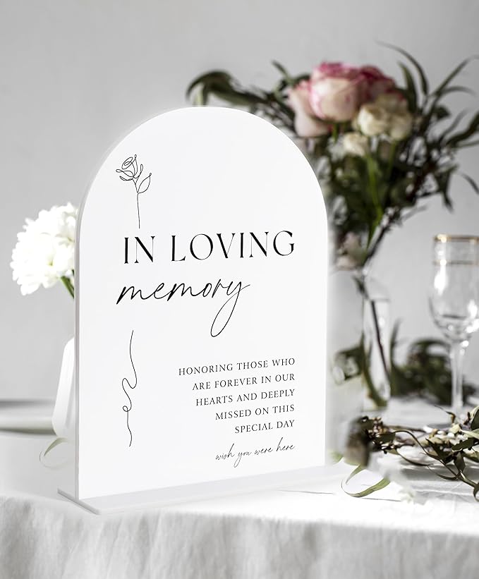 Decorative Sign Plaque, White Acrylic Arch Wedding Sign, 6x8 Inch