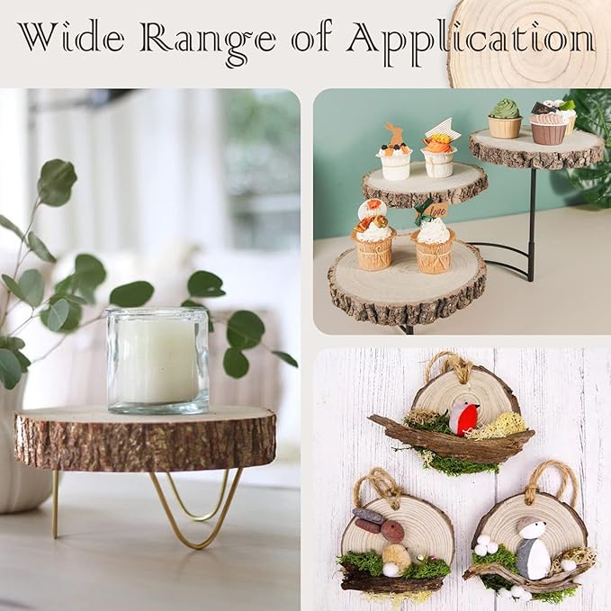 ZOCONE 10 Pcs Large Wood Slices 11-13 Inches Unfinished Rounds, Natural Paulownia Wooden Slices for Centerpieces, Round Wooden Discs Decoration for Rustic Wedding, Wood Centerpieces for Tables