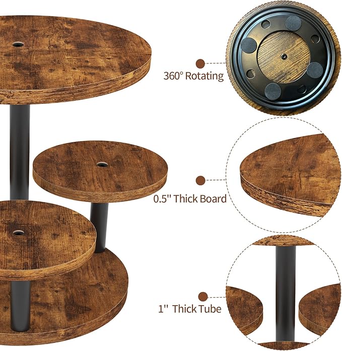 Cupcake Stand, Rotatable Cupcake Stand for 50 Cupcakes, Wood Cake Stand Cupcake Tower, Rustic Dessert Table Display Set Tiered Tray Stand, Round Serving Tray Cake Stands for Party Wedding Birthday