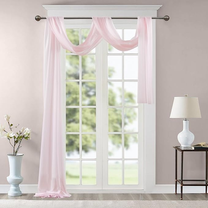 Wedding Arch Draping Fabric, 1 Panel 28" x 19Ft Blush Arch Drapes Sheer Backdrop Curtain for Wedding Ceremony Party Ceiling Decor