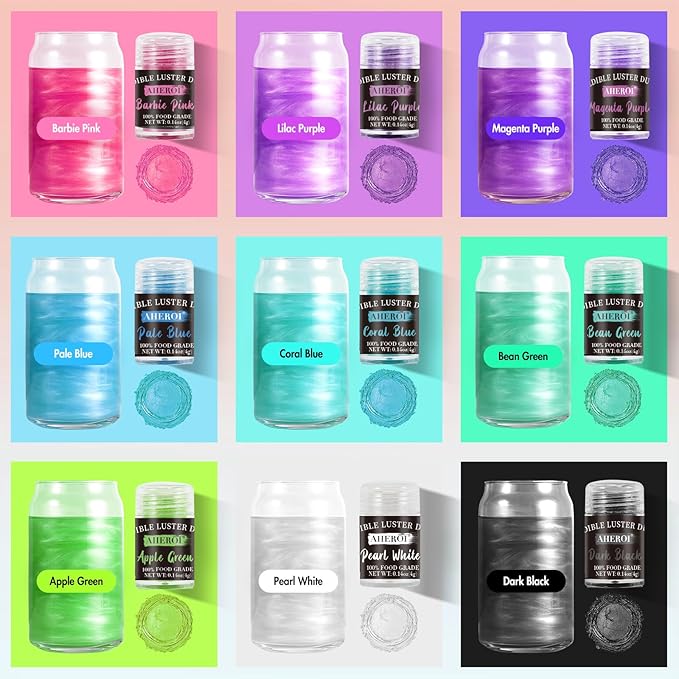 Dusting Powders Edible Glitter Set 15 Colors 4g Bottles