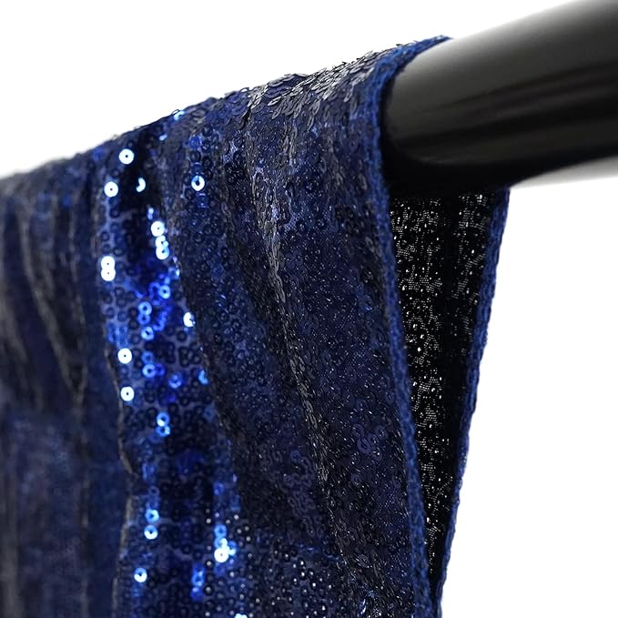 Poise3EHome 7Ft x 7Ft Navy Blue Sequin Backdrop, Glitter Thick Satin Sequin Background Drapes, Sequence Xmas Thanksgiving Backdrop for Wedding Party Holiday Festival Decor