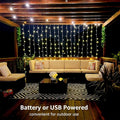 Indoor Fairy Curtain String Lights, 10x10 ft, Warm White, Battery or USB