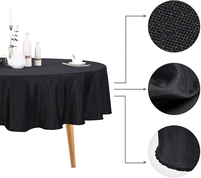 Ascoza 6pack 70 Inch Black Round Tablecloth in Polyester Fabric for Wedding/Banquet/Restaurant/Parties