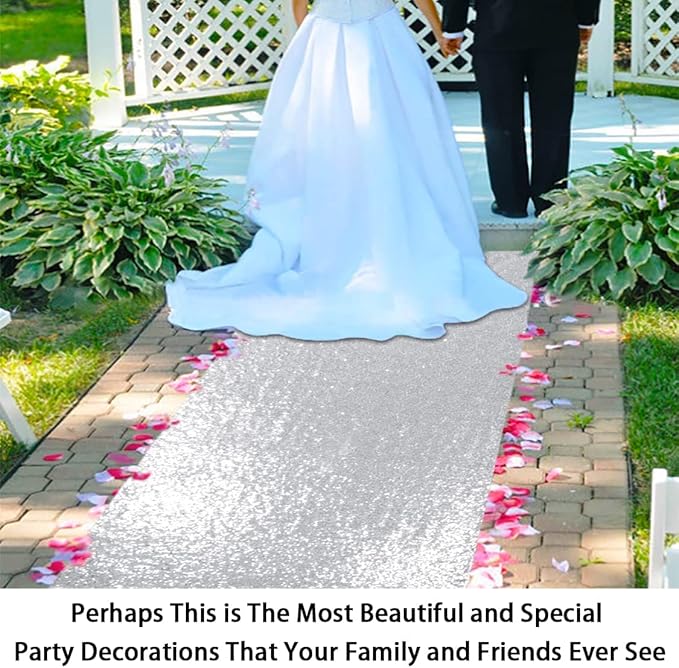Aisle Runner, 4 ft x 20 ft Sequin Wedding Ceremony Runner