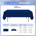 Tablecloths for 8ft Rectangle Tables 60 X 126 Inch, 10 Pack – Navy Blue