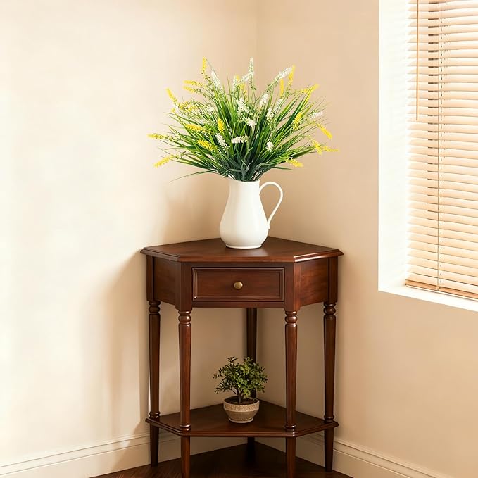 Artificial Greenery Plants, 12 Bundles Yellow and White Faux Monkey Grass