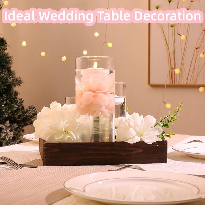 Vase Fillers: 24 Pink Floating Flowers and White Floating Candles Set
