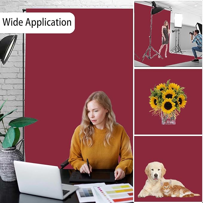Wine Red Photography Backdrop for Photoshoot, Photo Backdrop Curtain, Perfect Wine Red Backdrops for Party Portrait Photoshoots Video Studio 10FTx20FT