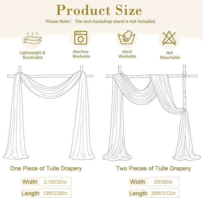 Wedding Arch Draping Fabric Backdrop 2 Panel 60" x 26Ft Pink Drapes Curtains for Wedding Reception Sheer Tulle Backdrop Curtain for Ceremony Birthday Party Baby Shower Arbor Ceiling Decorations