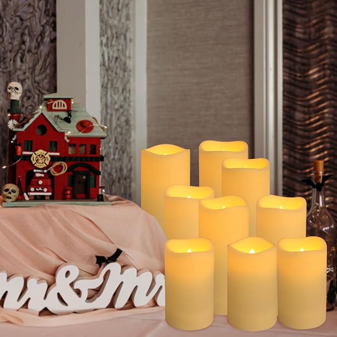 pliadvbu Flameless LED Candles 72 Pack, Outdoor Realistic Waterproof Votive Candles with 4 Remote Control and Timer for Halloween Wedding Festival Decor, (H 4" 5" 6" x D 2.2")