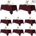 Fitable 8 Pack Rectangle Tablecloths: Stain Resistant Wrinkle Free Fabric Table Clothes, Washable Reusable Polyester Table Covers for Wedding Party Birthday Banquet Reception(Burgundy, 60x102 Inch)