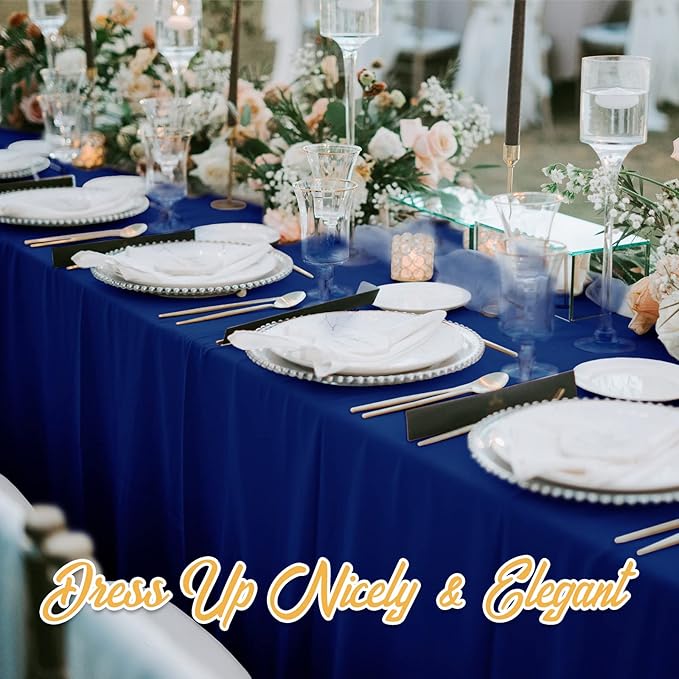Tablecloths in Navy Blue Polyester, Set of 6, 90 x 132 Inch Rectangle