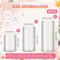 Cylinder Vases, 48 Clear Plastic Pieces in 3 Sizes for Table Décor